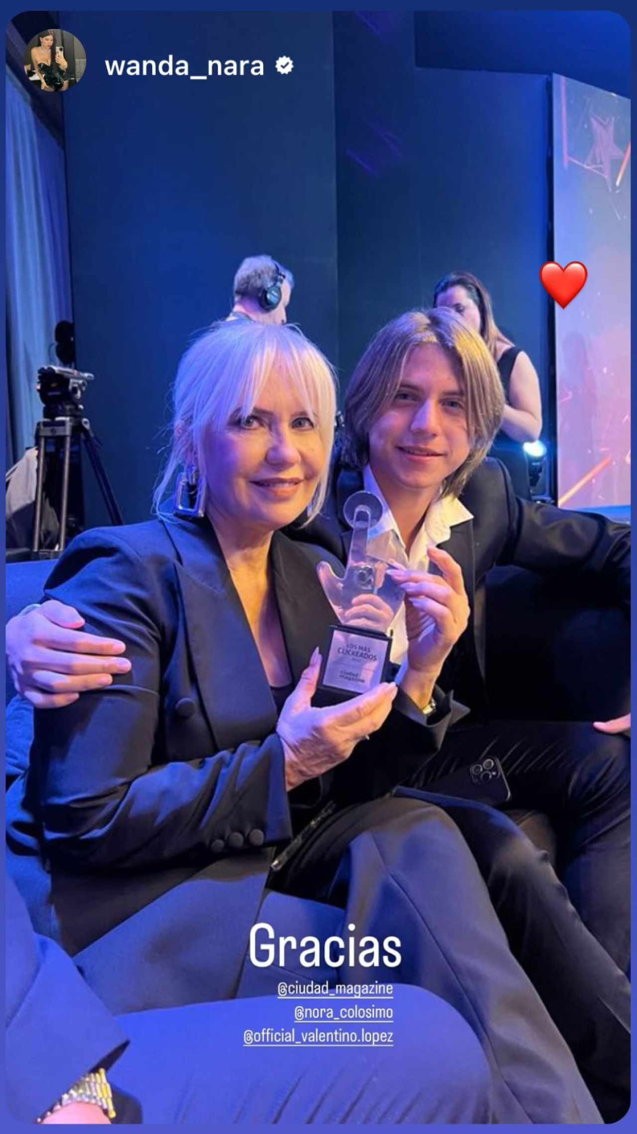 Valentino López junto a Nora Colosimo. Foto: Instagram/wanda_nara