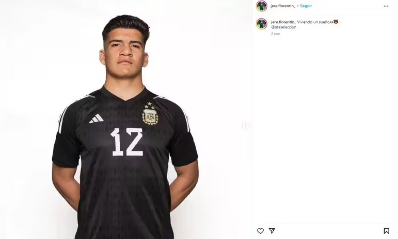Jeremías Florentín, arquero de la Sub 17 que silenció los comentarios en Instagram. Foto: NA.