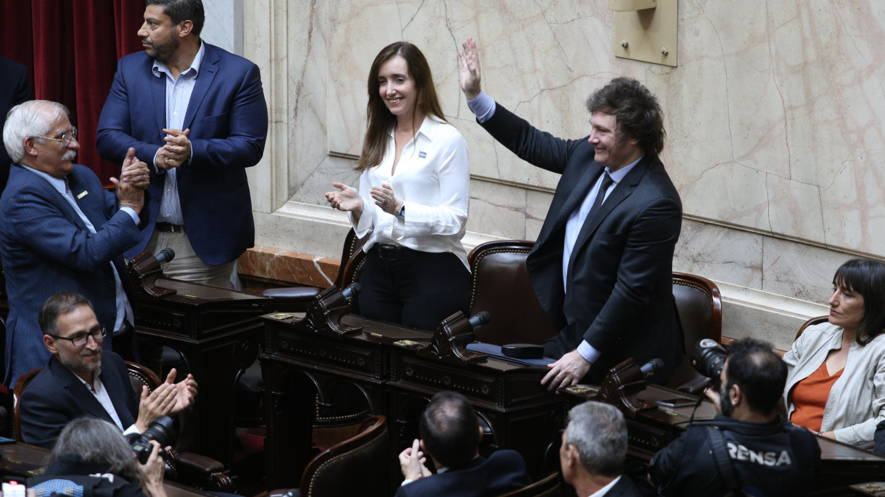 Javier Milei y Victoria Villarruel en la Asamblea Legislativa en el Congreso. Foto: NA.