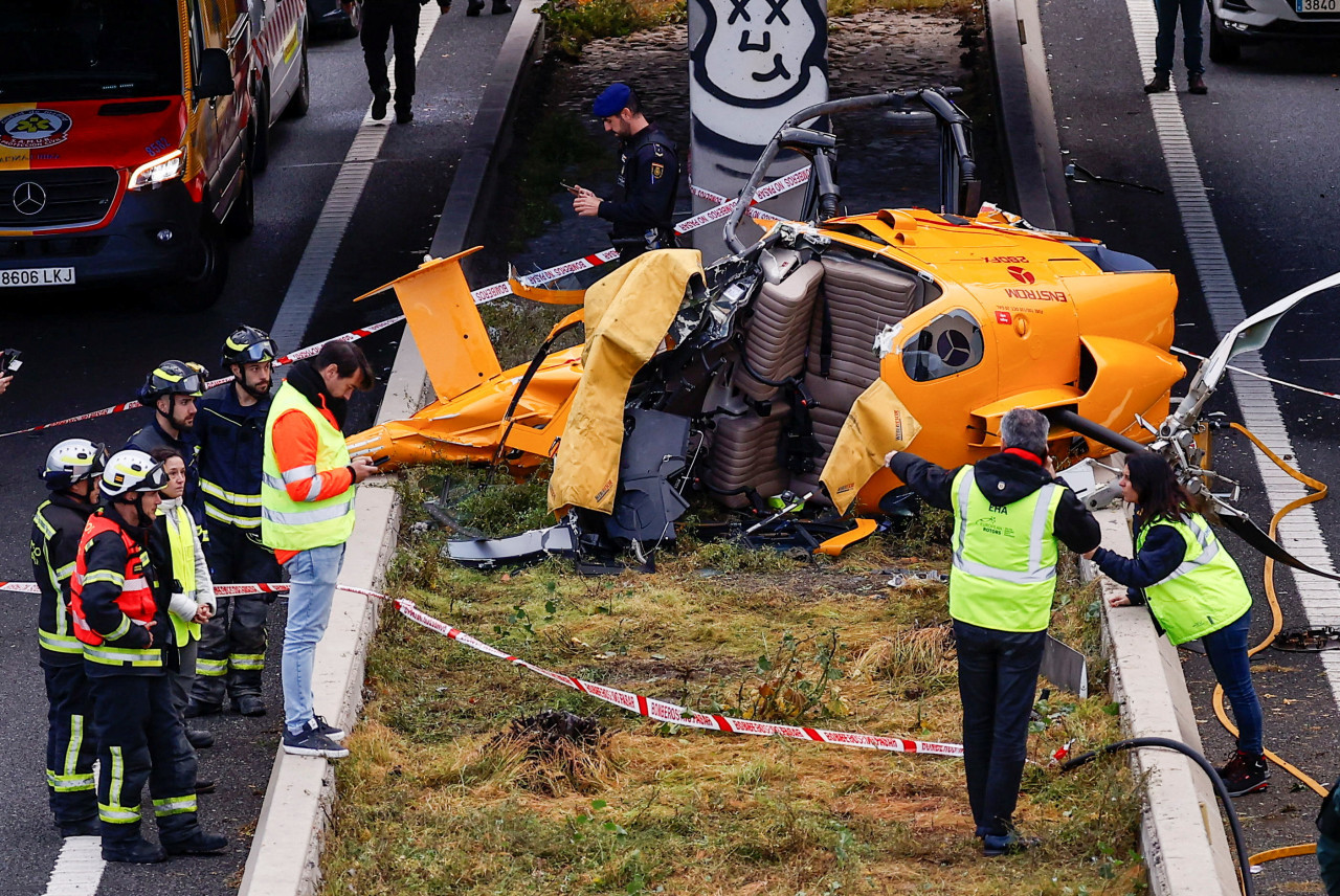 Accidente de un helicóptero en Madrid. Foto: REUTERS.