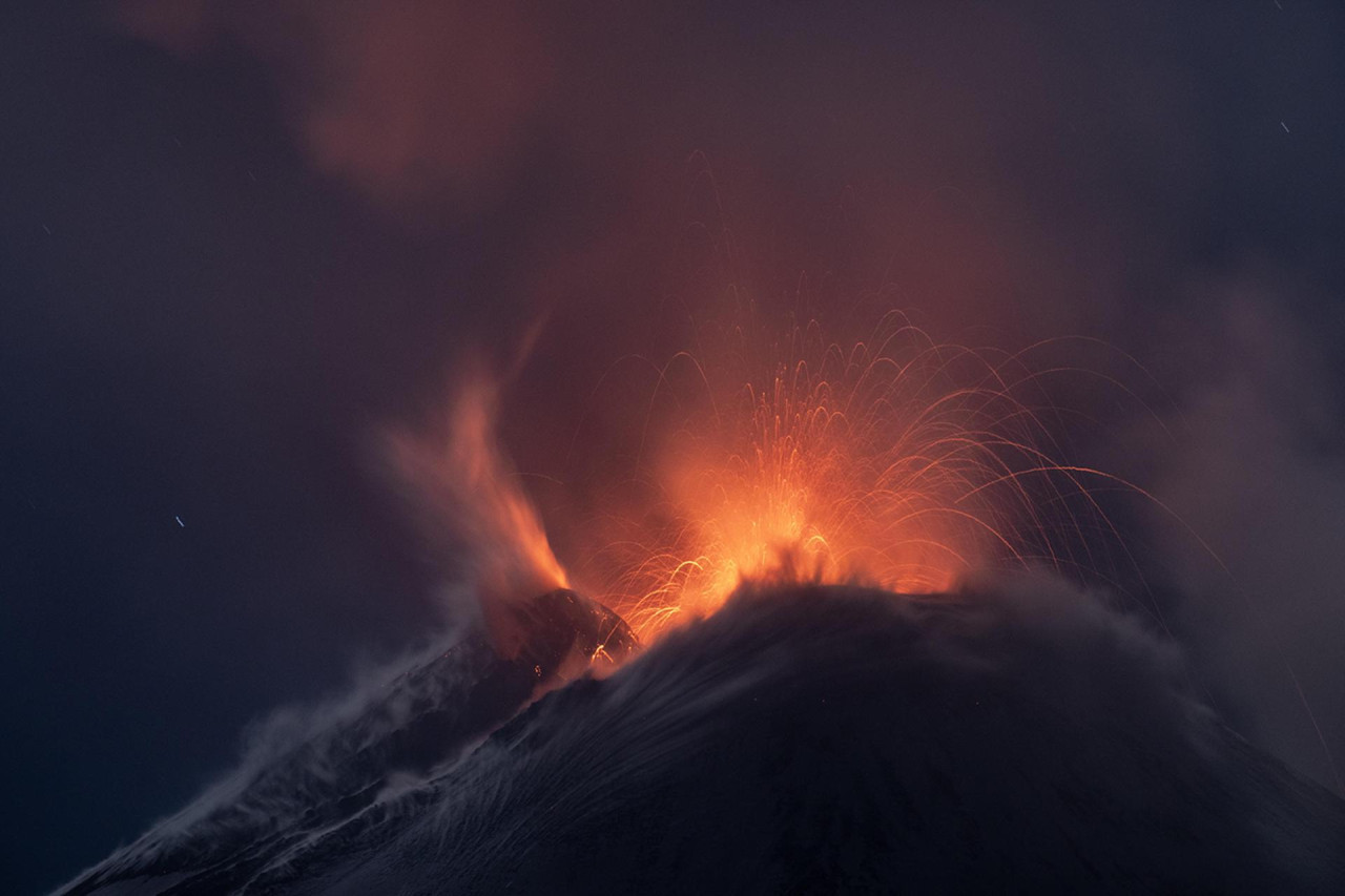 Explosión del volcán Etna. Foto: EFE