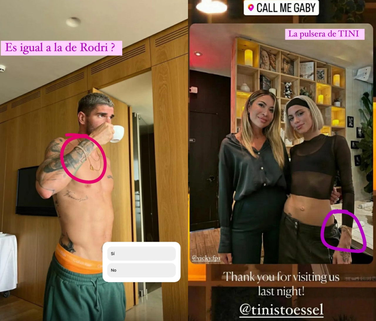 Las coincidencias entre Tini y De Paul. Foto: Instagram/estefiberardi