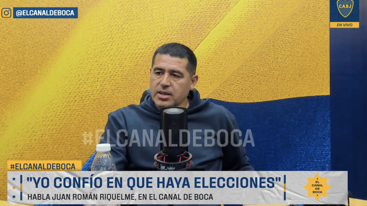 Juan Román Riquelme en la entrevista con el Canal de Boca. Foto: Captura de video.