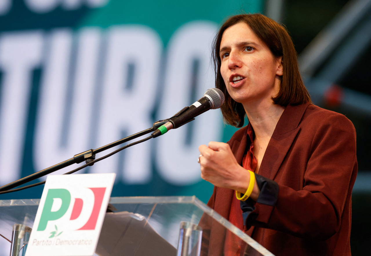 Elly Schlein , pronuncia su discurso durante una manifestación del Partido Demócrata en Roma. Reuters.