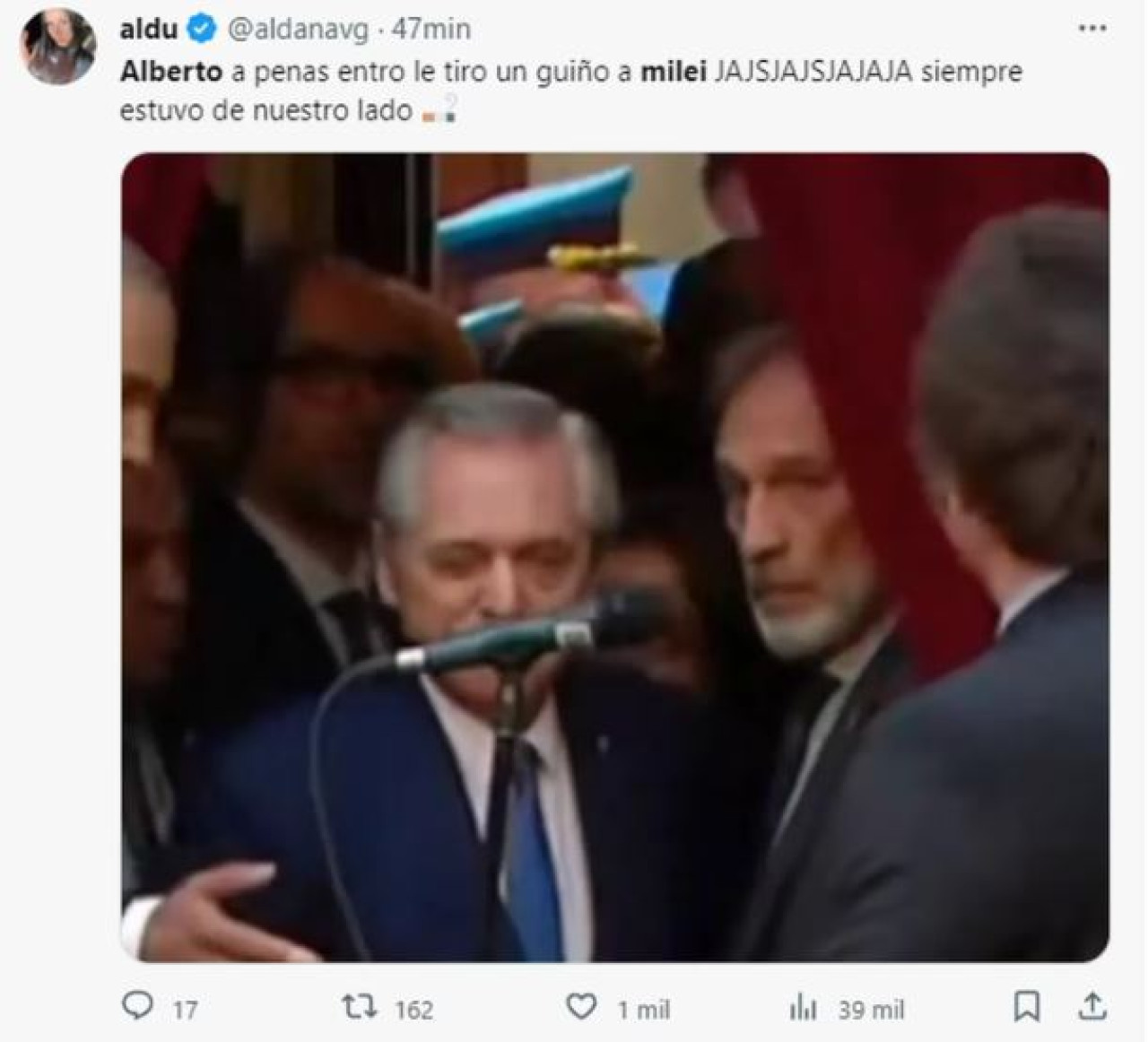 Meme asunción de Javier Milei. Foto: captura de pantalla.