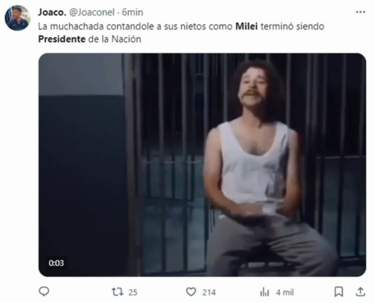 Meme asunción de Javier Milei. Foto: captura de pantalla.