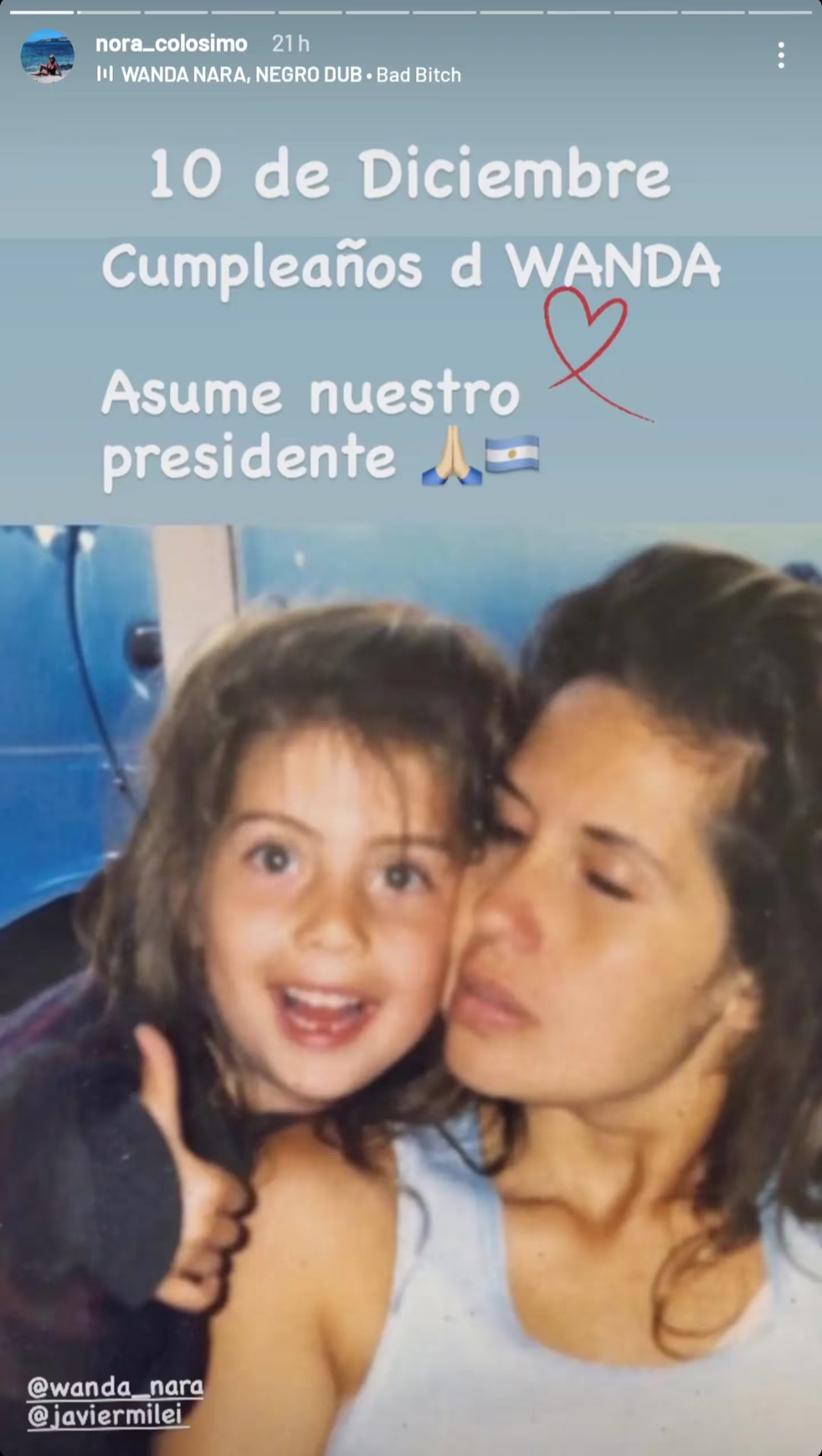 La emoción de la mamá de Wanda Nara. Foto: Instagram @nora_colosimo