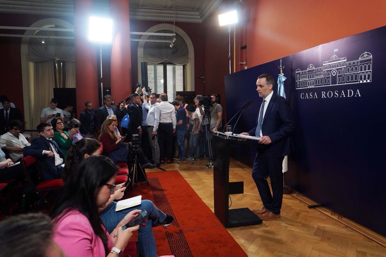 Vocero presidencial, Manuel Adorni. Foto: Télam