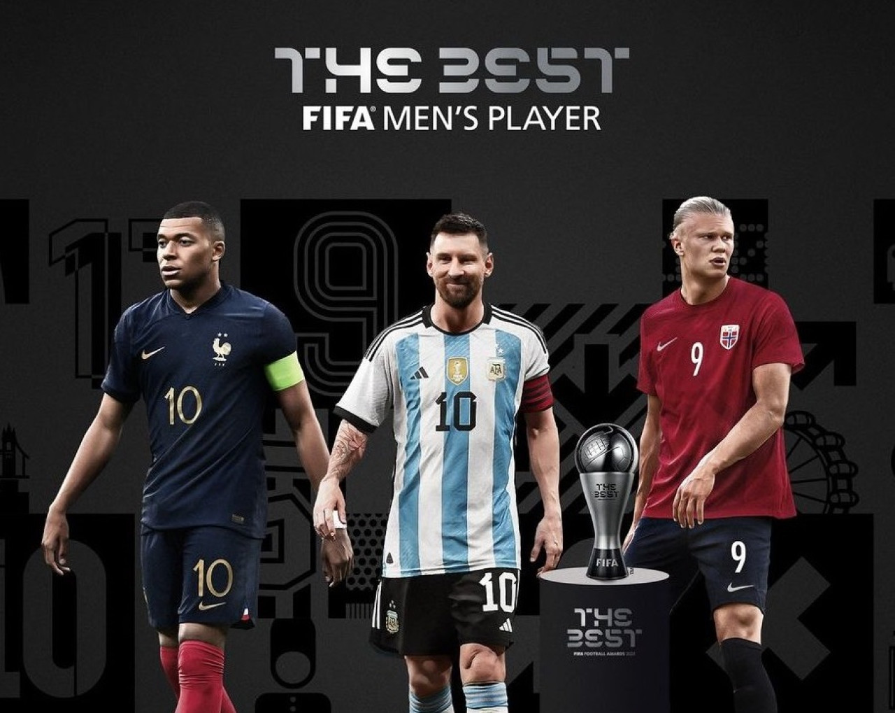 Mbappé, Messi y Haaland, nominados al The Best 2023. Foto: FIFA.