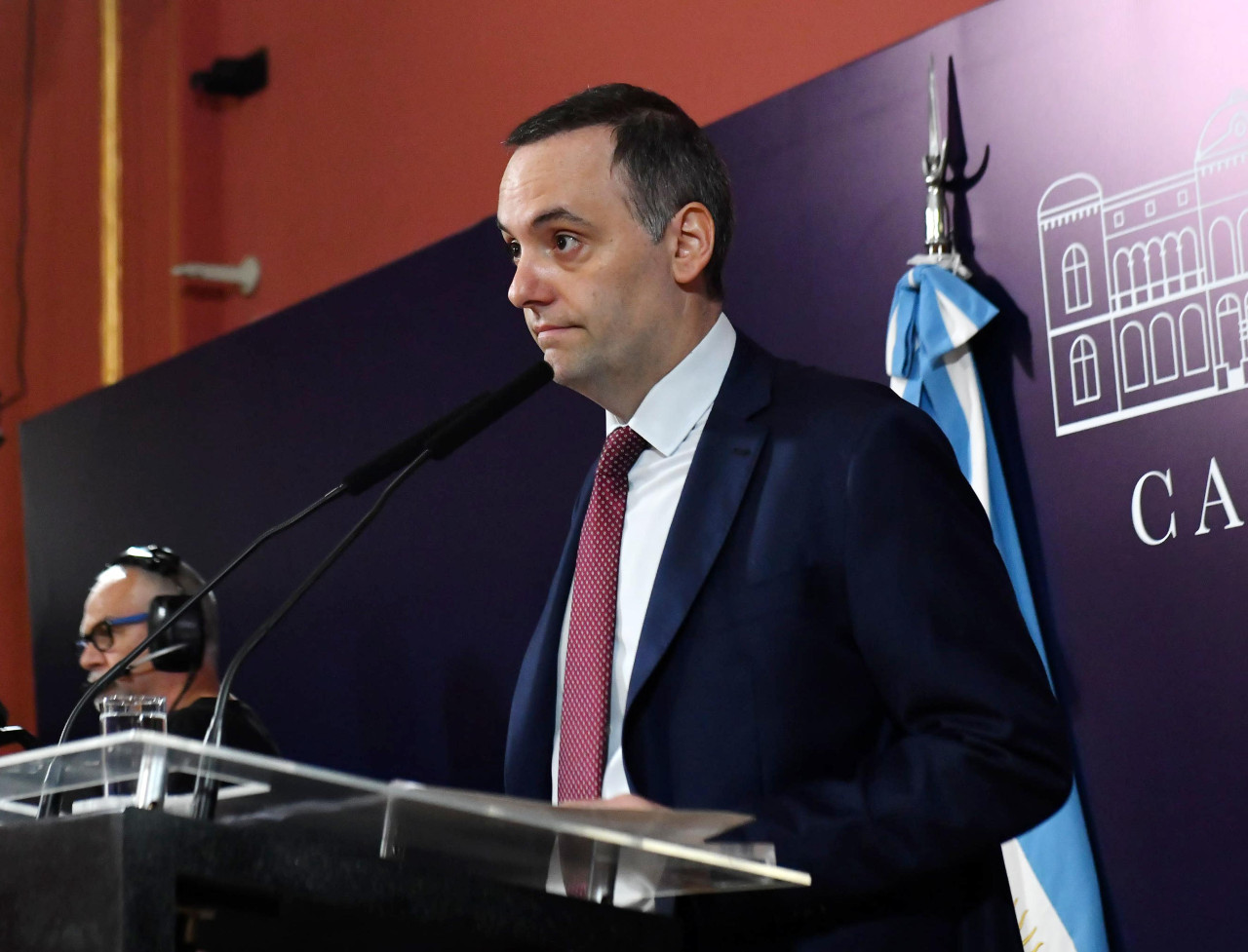 Conferencia de prensa de Manuel Adorni. Foto: NA.