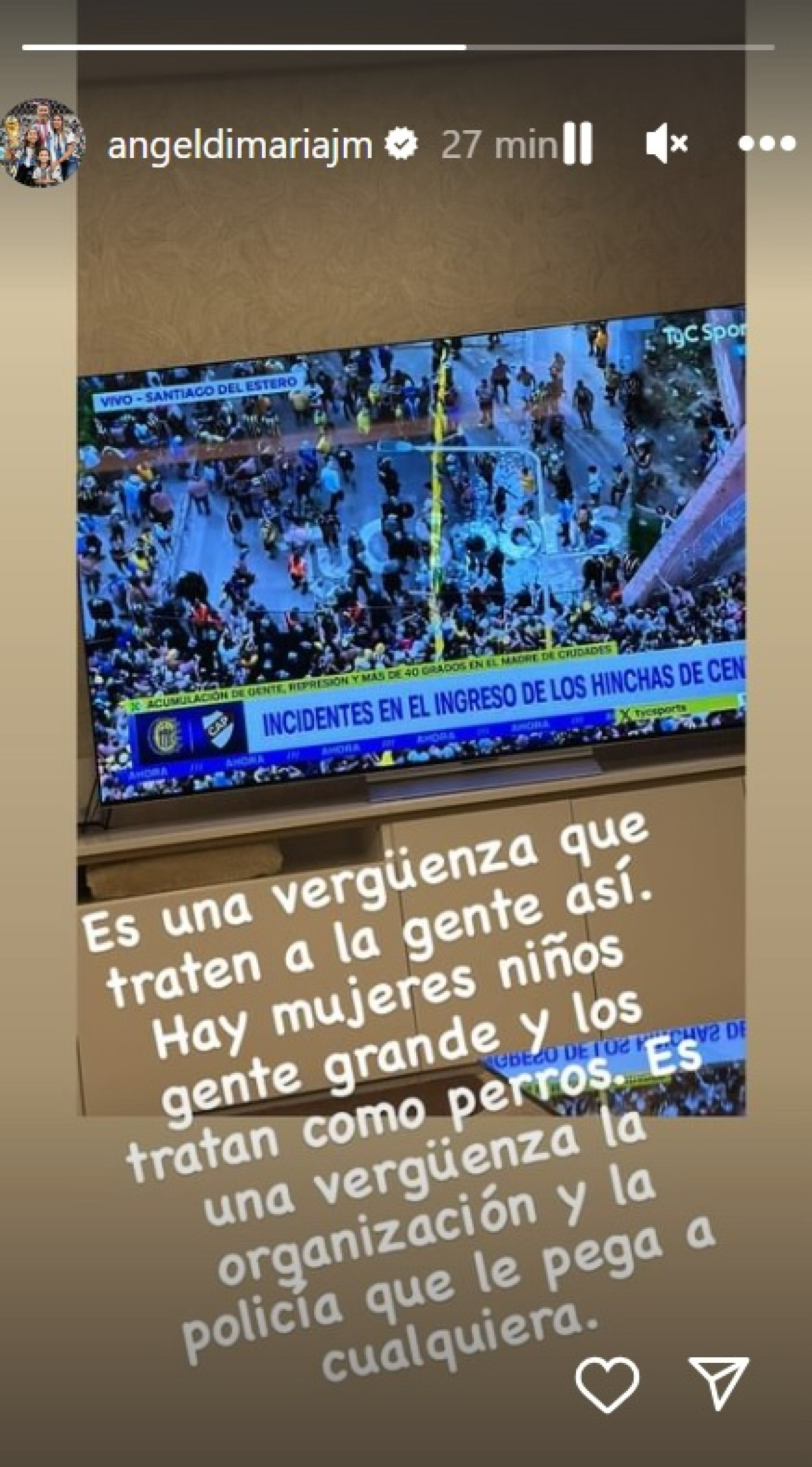 La indignación de Ángel Di María.