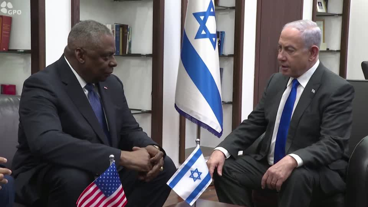 Lloyd Austin y Benjamin Netanyahu. Foto: Reuters