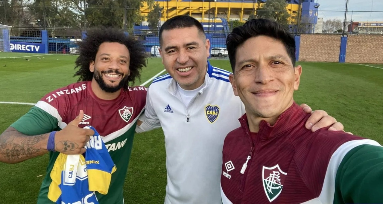 German Cano, Marcelo y Juan Román Riquelme en La Bombonera.