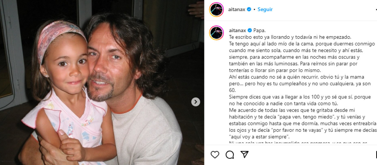 El posteo de Aitana. Foto Instagram.