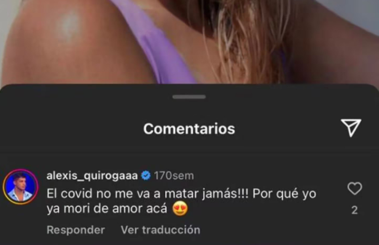 El comentario de "Conejo" Quiroga en una foto de Sabrina Cortez. Foto: Instagram (cortezsabri).