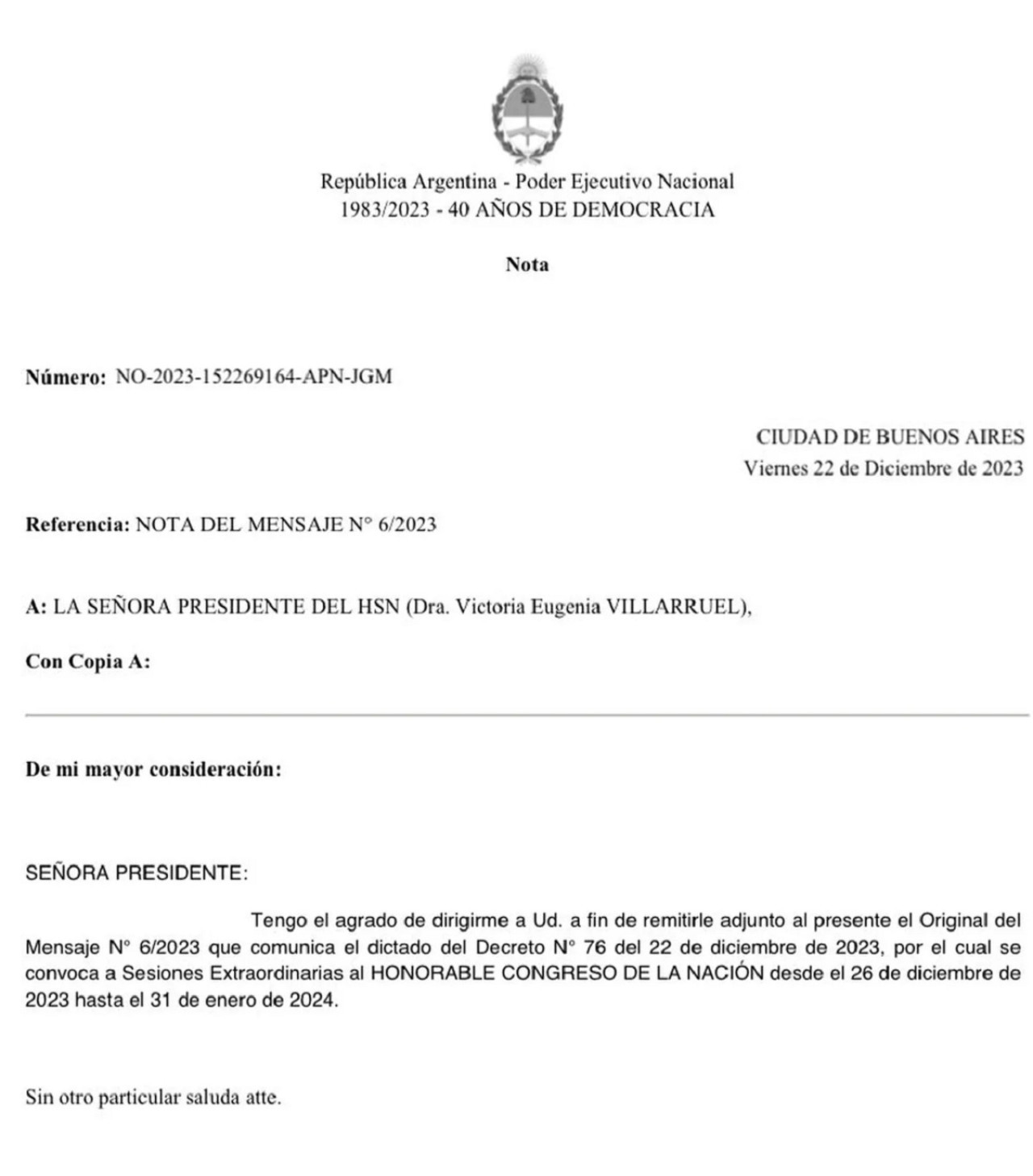 El Gobierno llamó a sesiones extraordinarias en el Congreso.