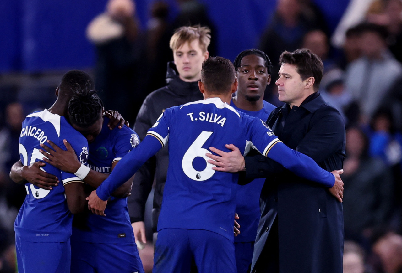 Festejo del Chelsea de Mauricio Pochettino en la Premier League. Foto: REUTERS.