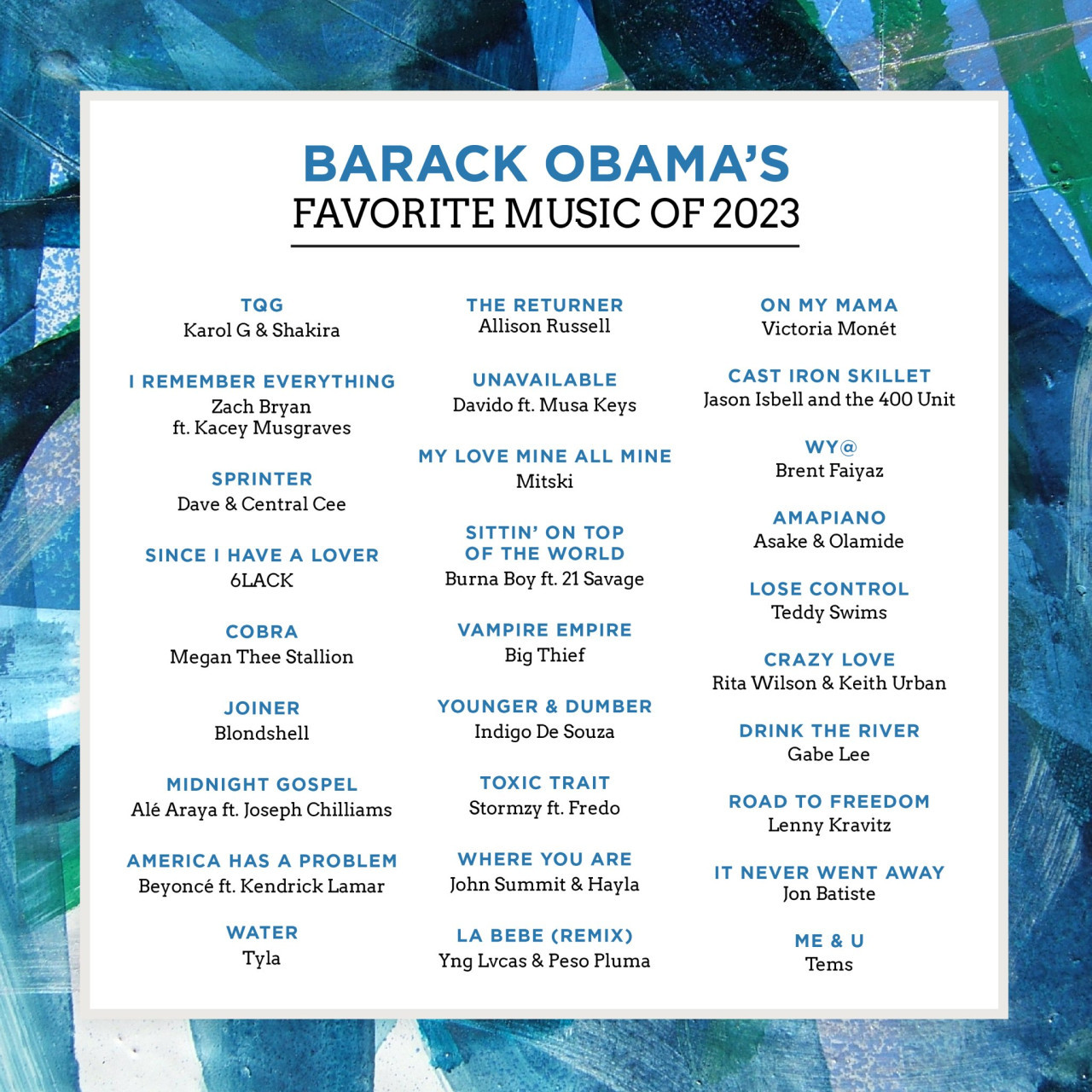Lista de música de Obama. Foto:@BarackObama