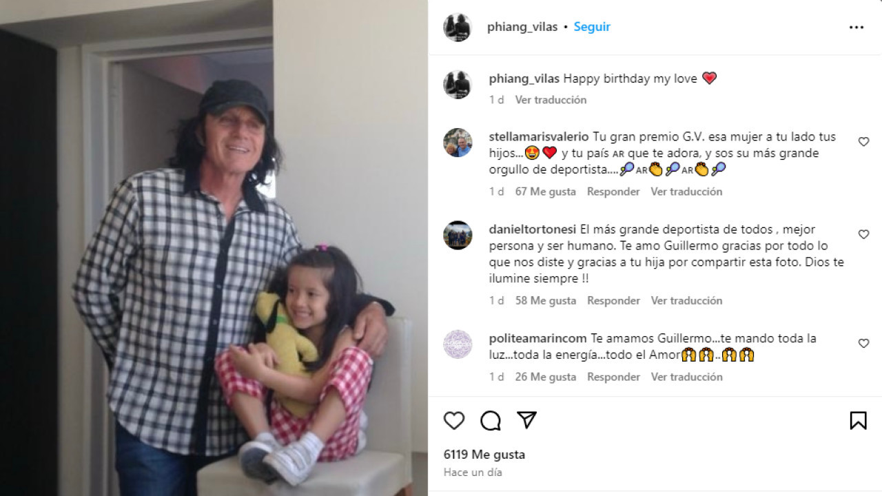El posteo de la esposa de Guillermo Vilas por el cumpleaños de la hija de ambos. Foto: Captura de pantalla.