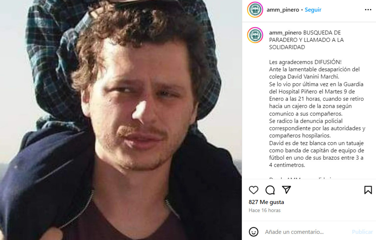 Buscan al médico desaparecido. Foto: Instagram/amm_pinero