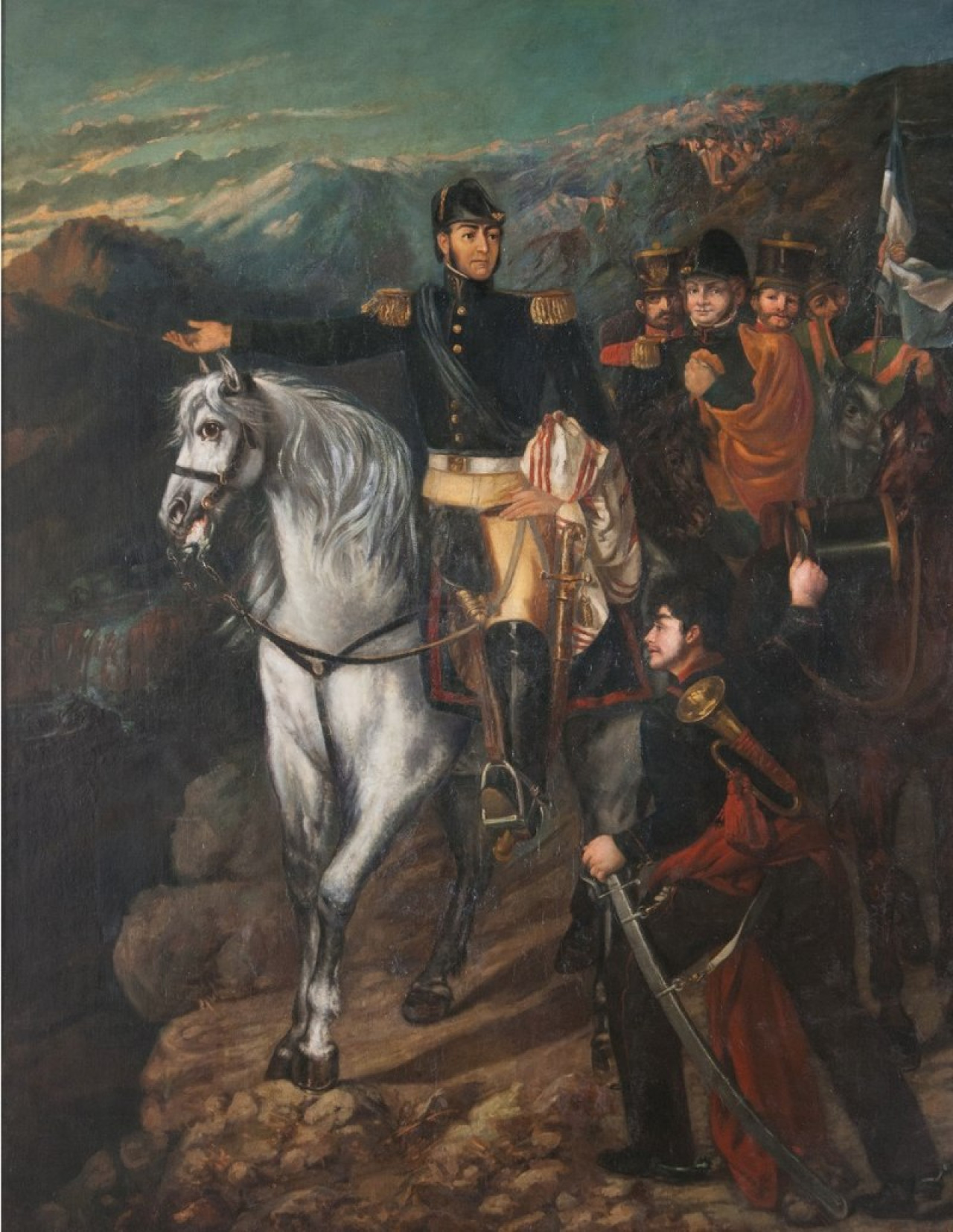 Óleo de San Martín durante el cruce de los Andes