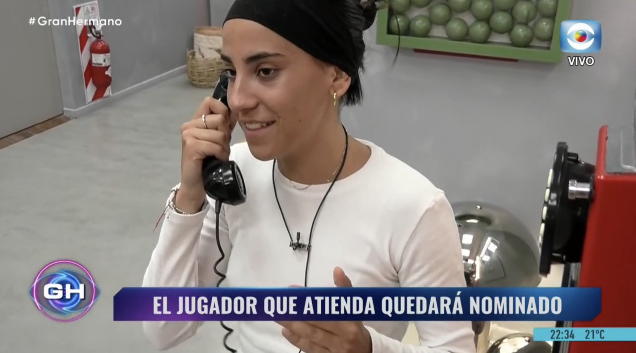 Lucía de Gran Hermano atendió el teléfono rojo y quedó nominada. Foto: Twitter.