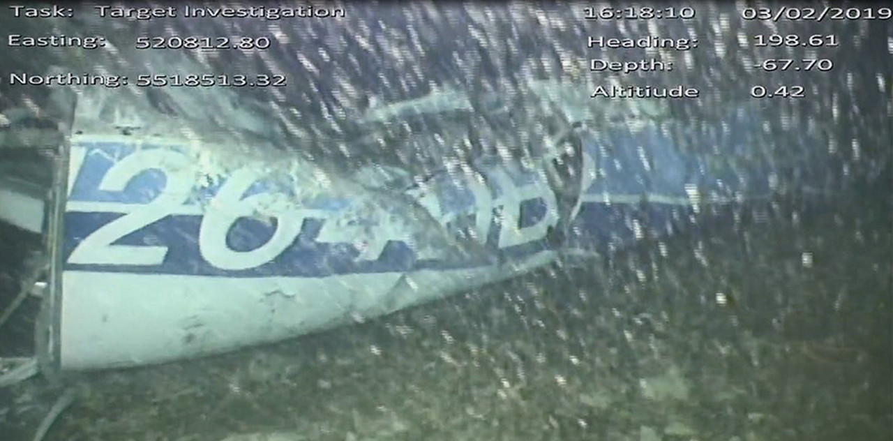Parte posterior izquierda de la aeronave que desapareció con Emiliano Sala. Foto: NA.