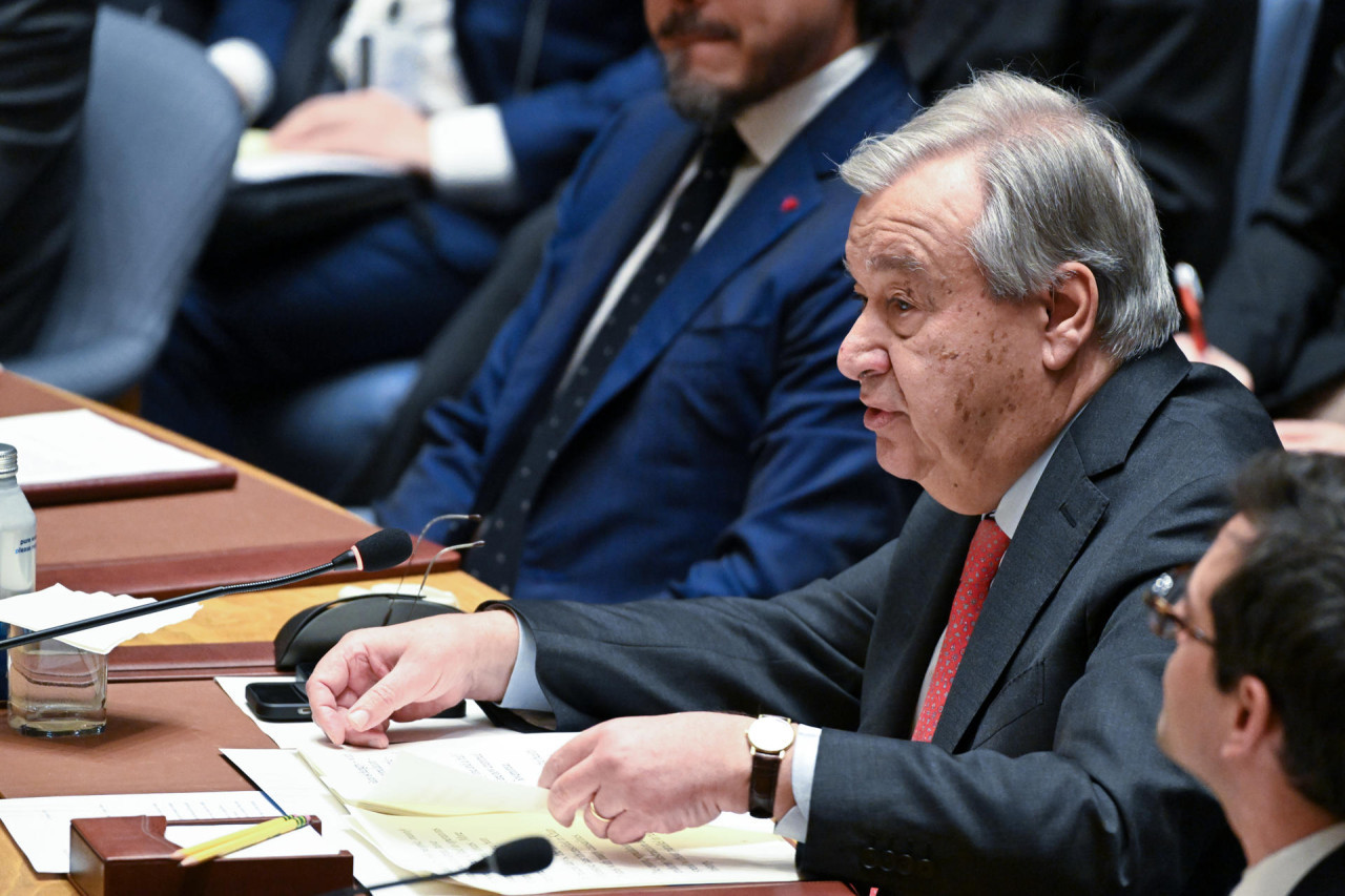 António Guterres, durante una reunión del Consejo de Seguridad sobre la situación en Oriente Medio. EFE