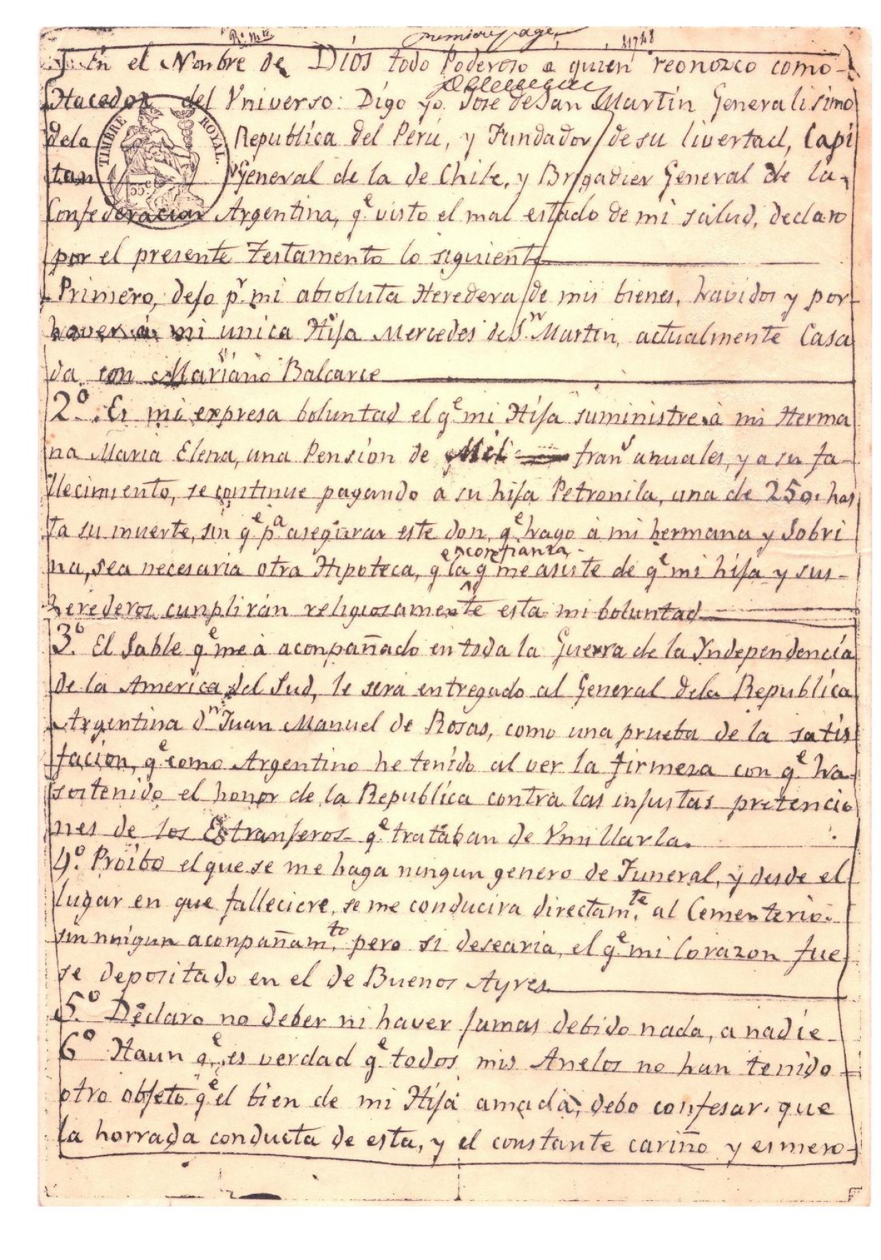 Fragmento del testamento