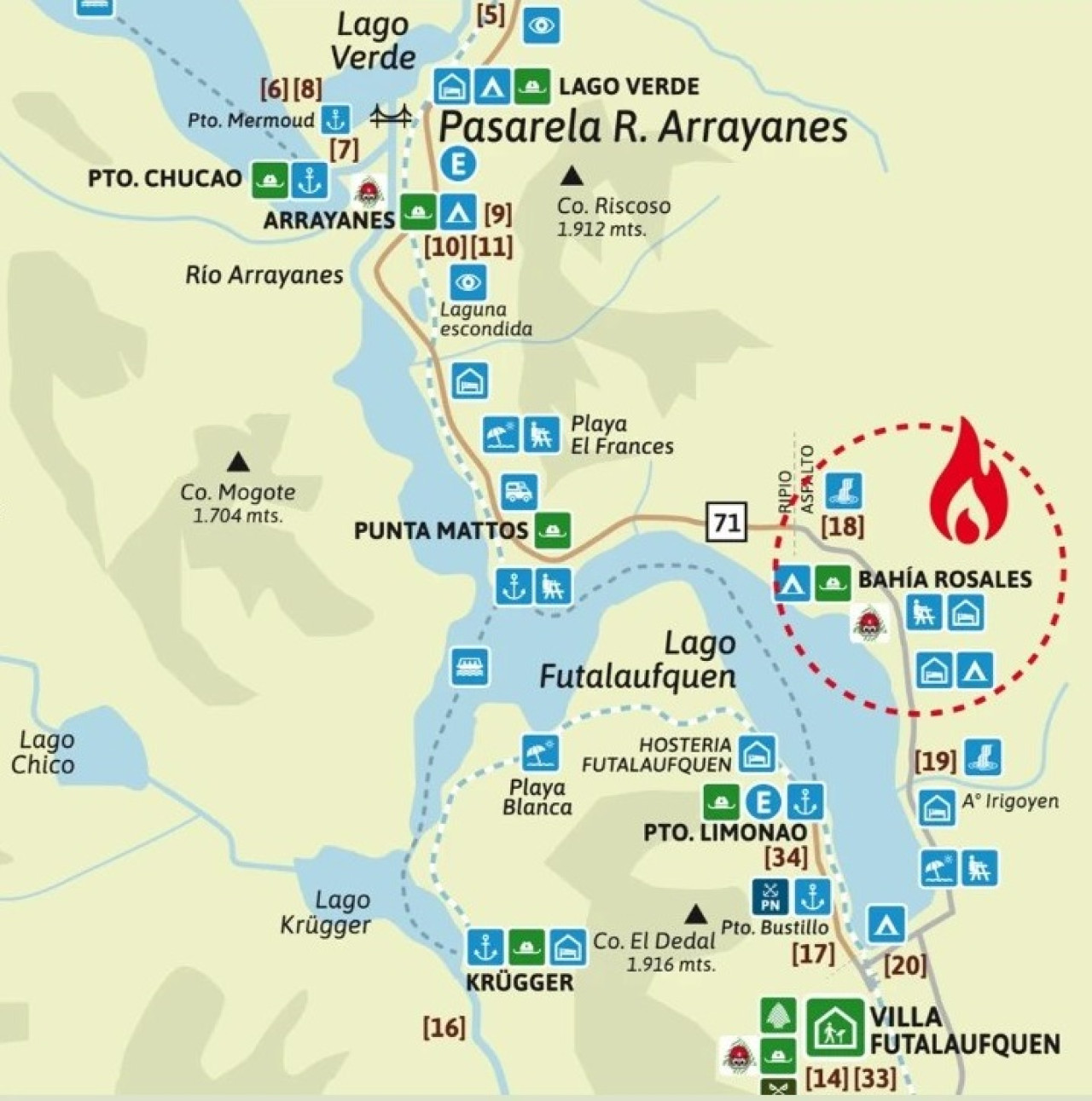 Mapa del incendio. Foto: Instagram.