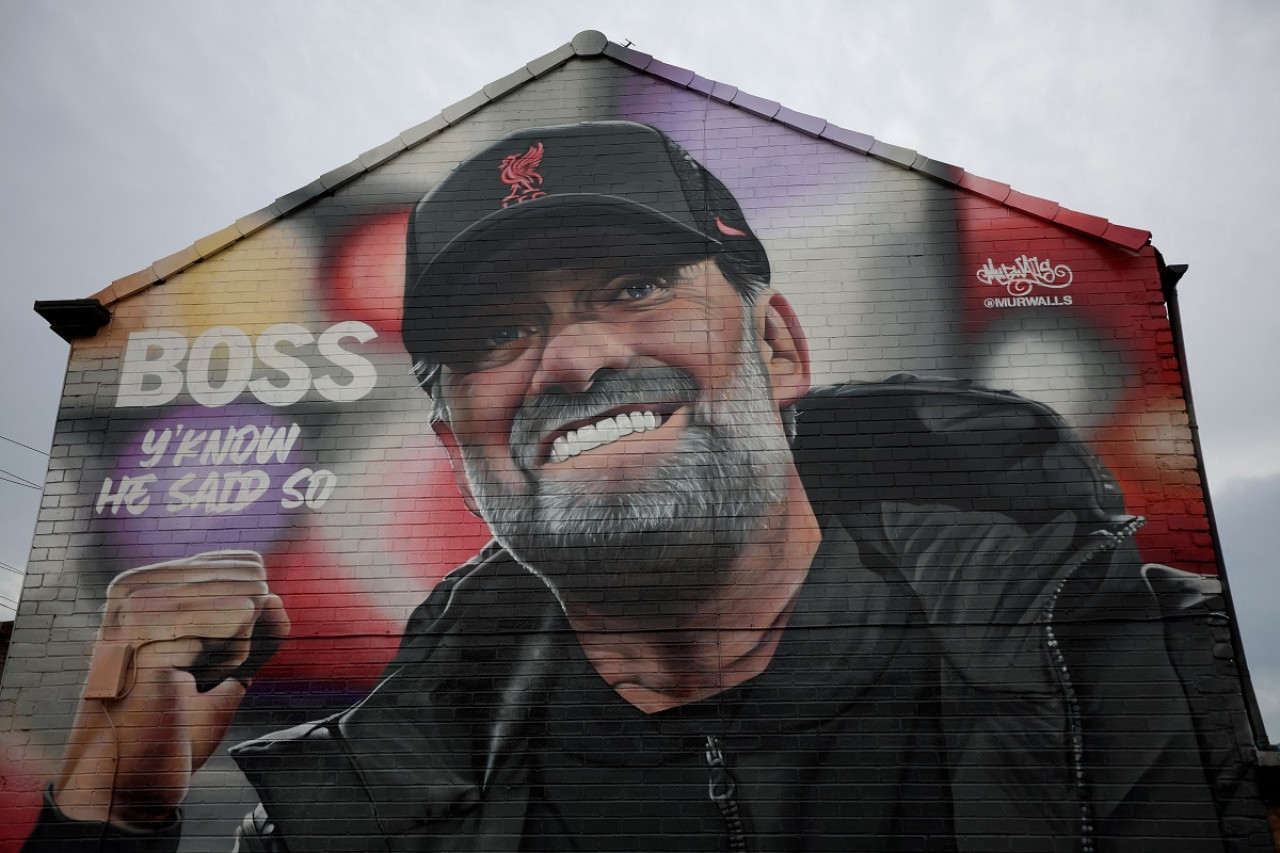 El mural que le hicieron a Jürgen Klopp. Foto: Reuters.