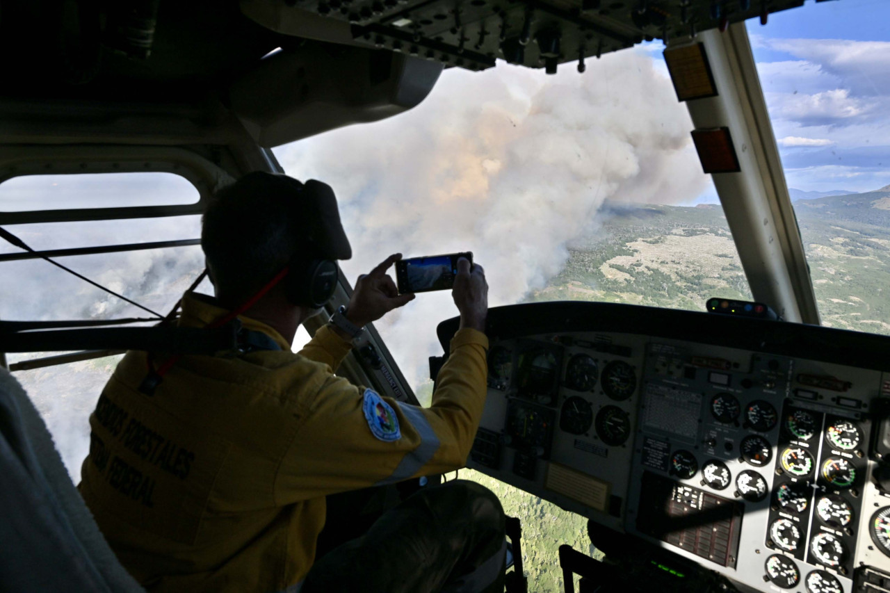 Incendio en el Parque Nacional Los Alerces. Foto: Télam.