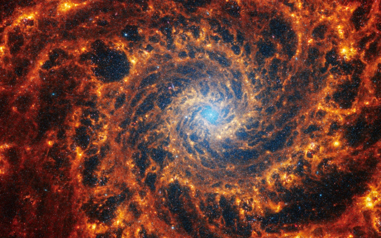 Spiral galaxy NGC 628 captured with the James Webb Telescope.  Photo: Reuters.