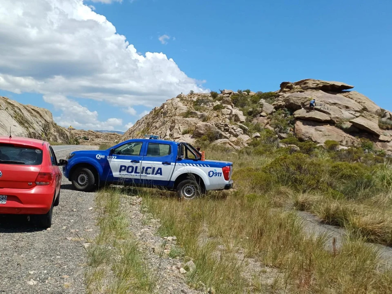 El lugar donde el turista vandalizó una piedra en Altas Cumbres. Foto: NA