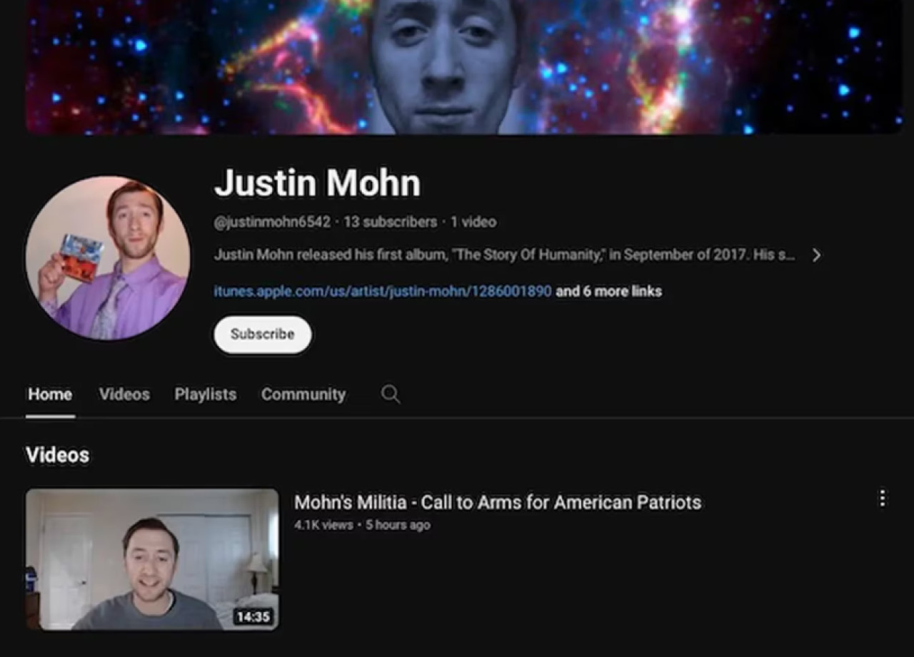 Justin Mohn Canal de Youtube. Captura