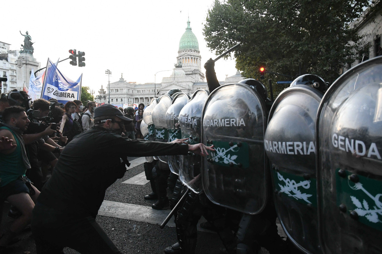 Incidentes en el Congreso. Foto: Télam.