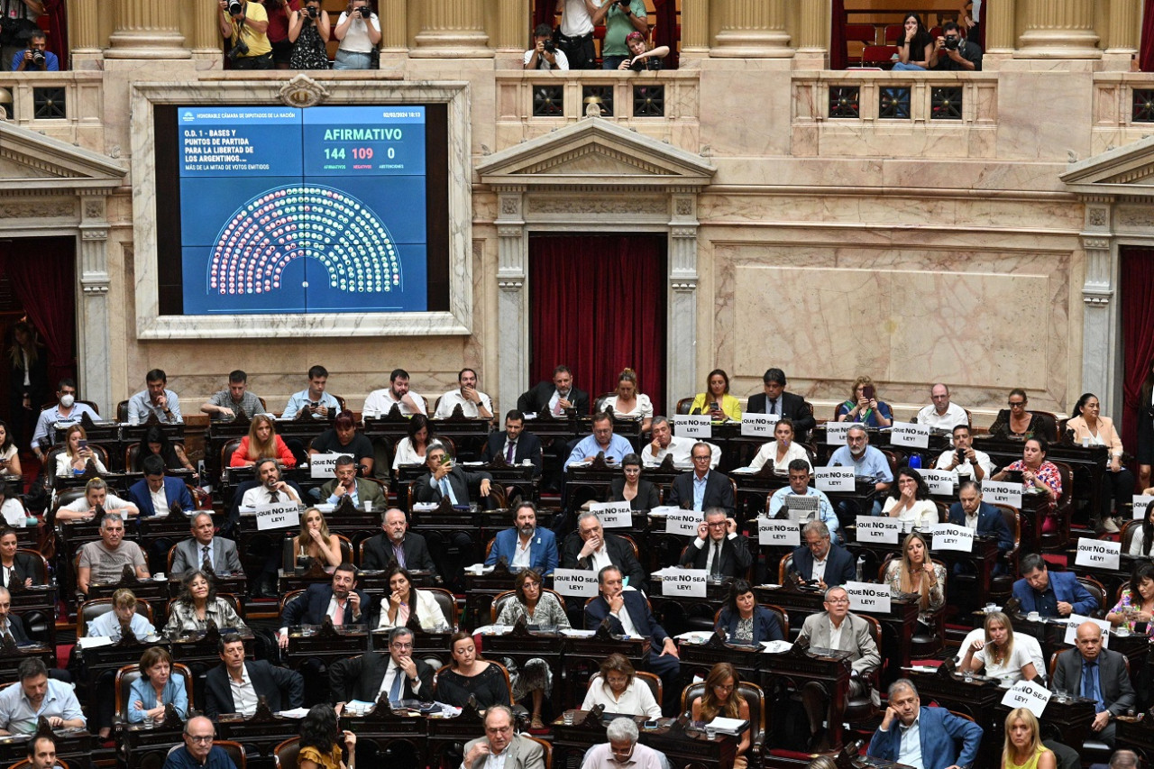 Diputados aprobó en general la Ley Ómnibus. Foto: Télam