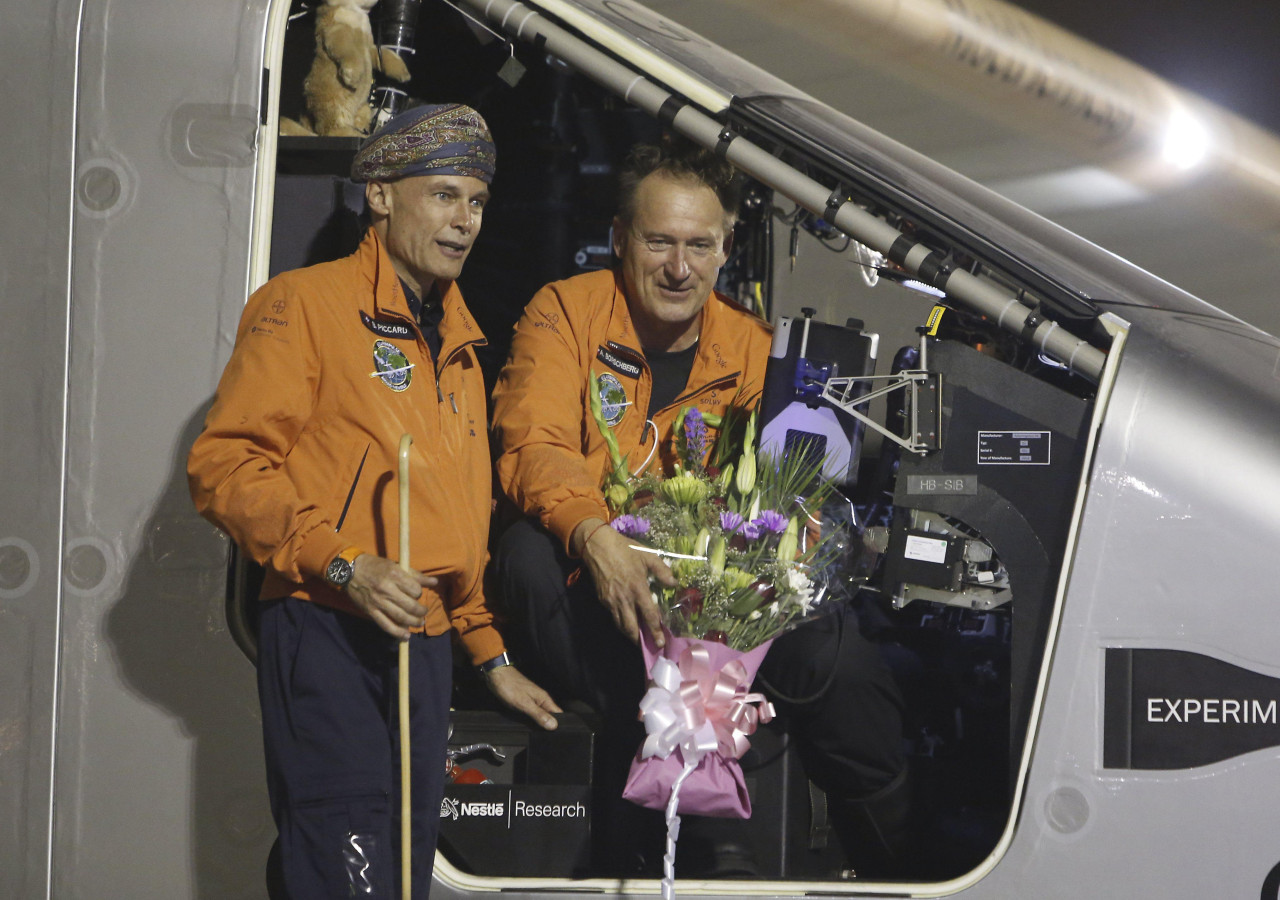 Bertrand Piccard en el inicio de la misión Solar  Impulse 2, 2015. Foto: NA