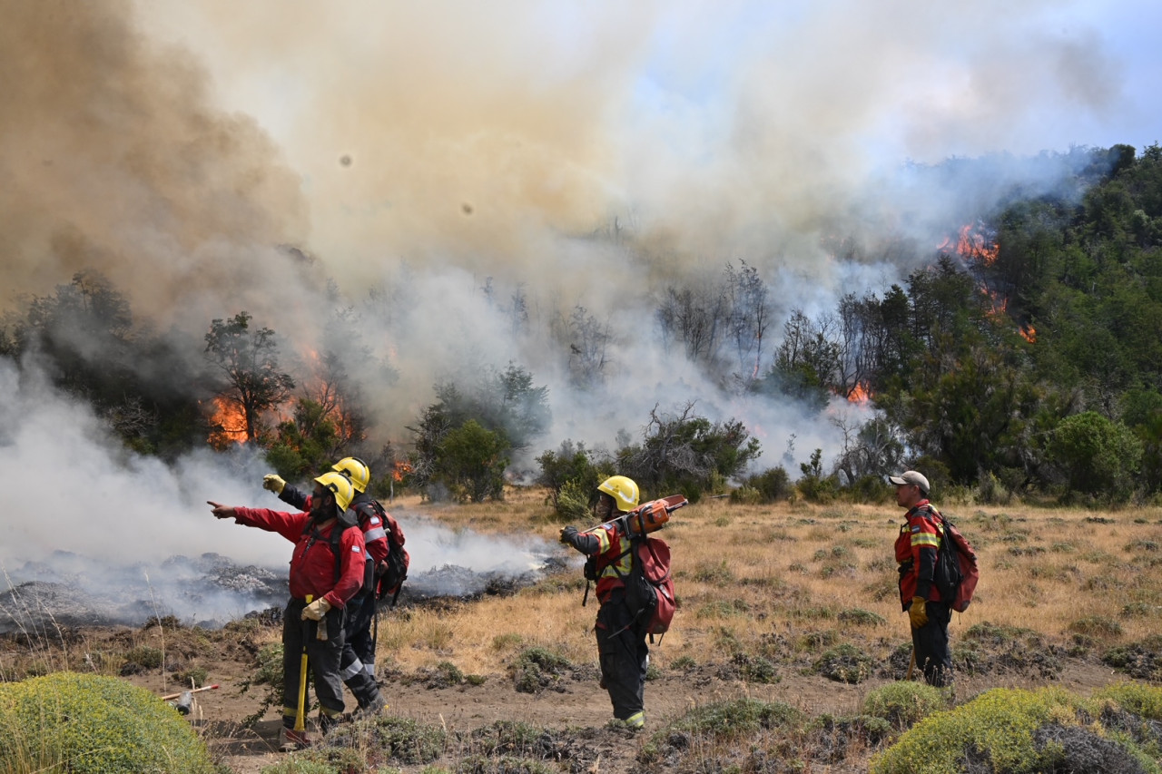 Incendio en Los Alerces. Foto: Télam