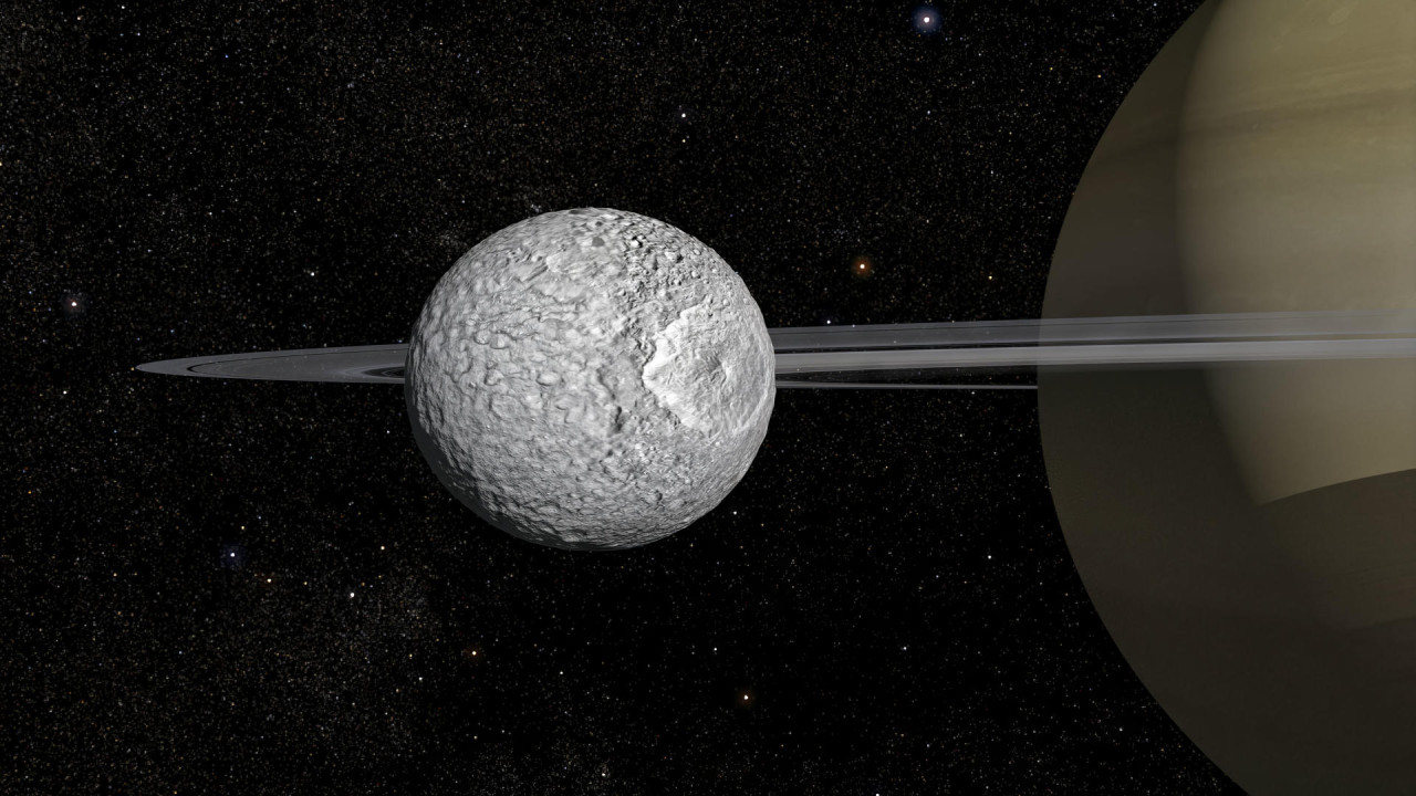 Mimas satélite de Saturno. Foto: EFE