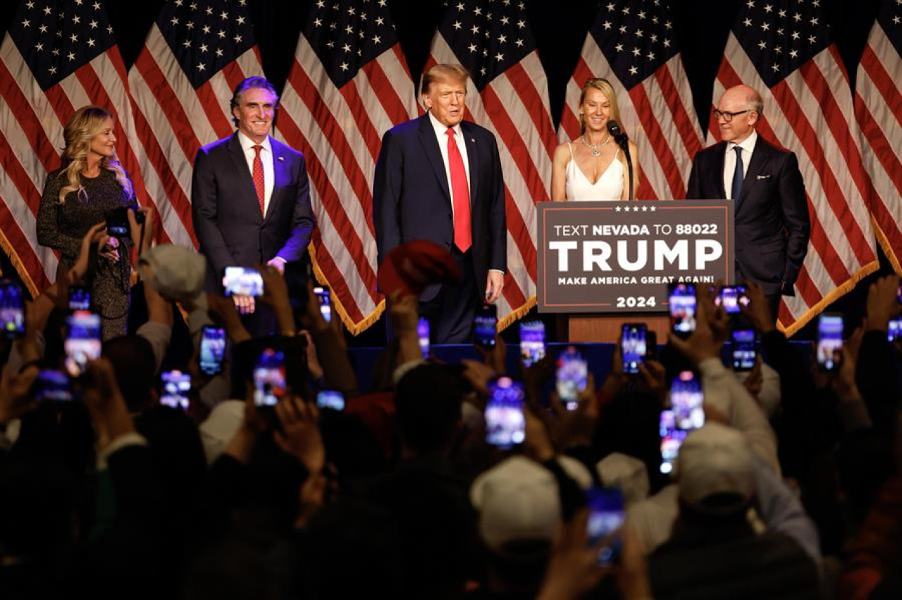 El candidato presidencial republicano y expresidente estadounidense Donald J. Trump en el evento del caucus. Treasure Island en Las Vegas, Nevada, EE.UU. Efe