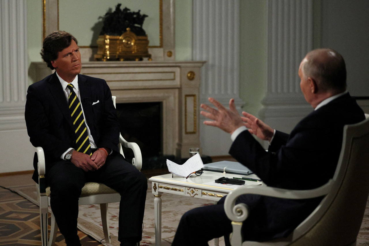 La entrevista de Carlson a Putin. Foto: Reuters