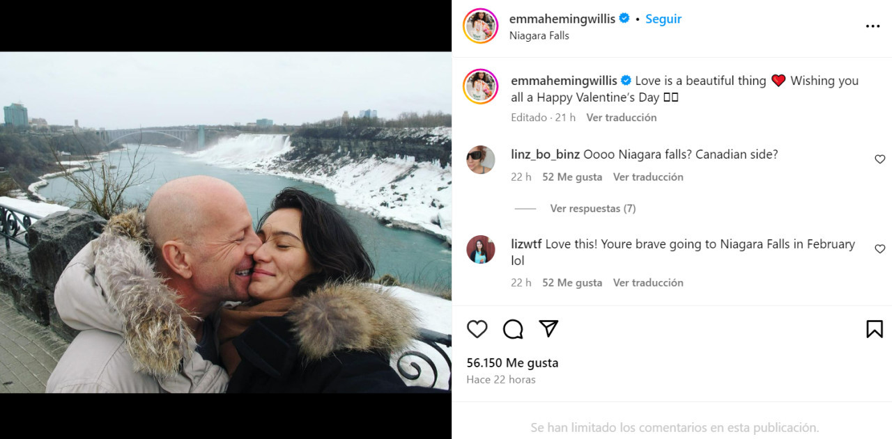 La foto que compartió la esposa de Bruce Willis por San Valentín. Foto: Instagram.