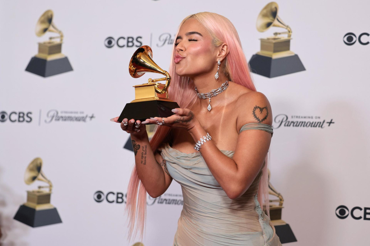 Karol G ganó su primer grammy estadounidense. Foto: EFE.