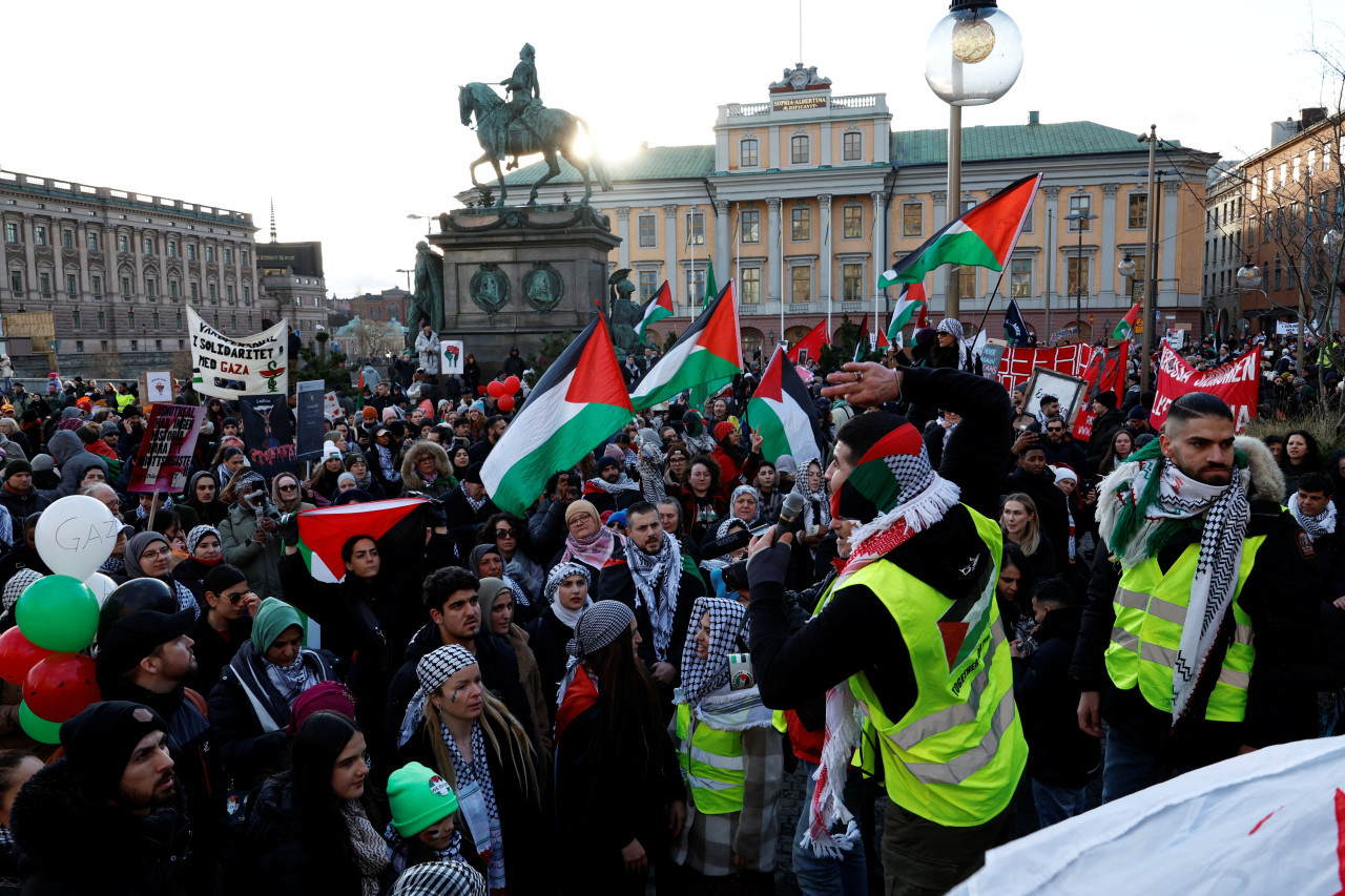 Manifestación en favor de la causa palestina en Suecia. Foto: Reuters