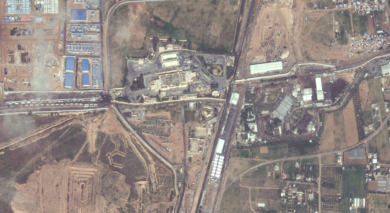Imágenes satelitales del muro que construye Egipto en la frontera con Gaza. Foto: Reuters.