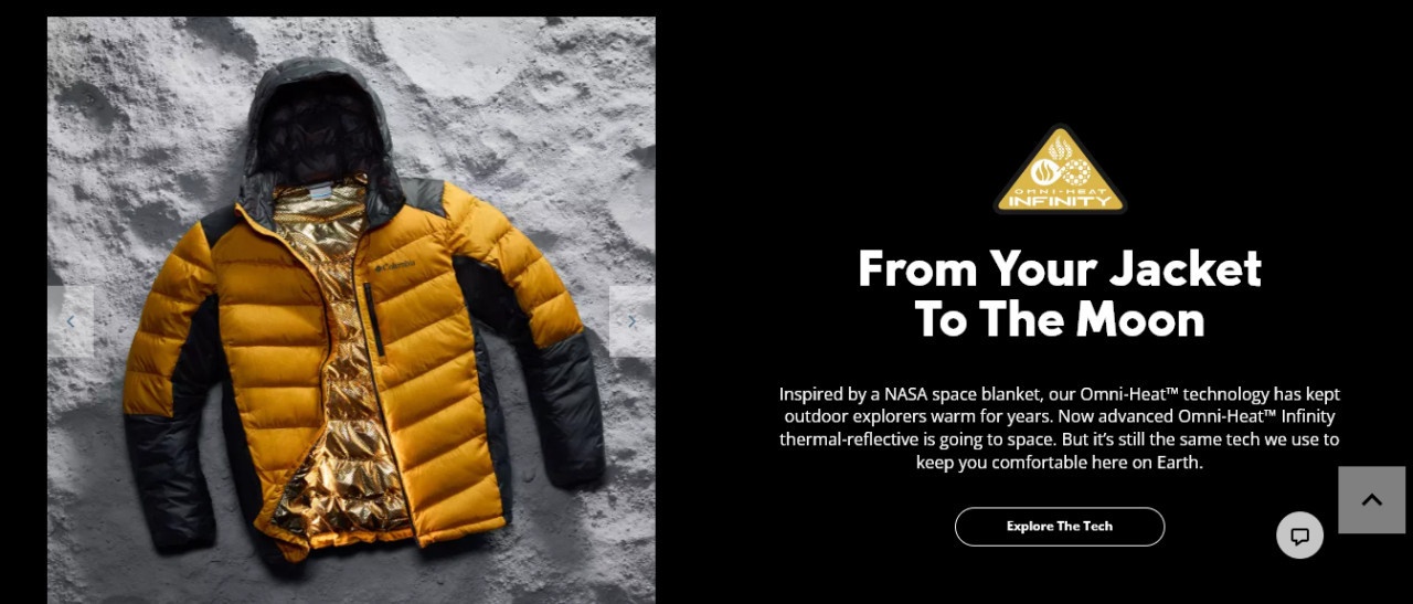 Esta prenda utiliza el mismo material que protege la nave lunar de Intuitive Machines. Foto: Columbia Sportswear.