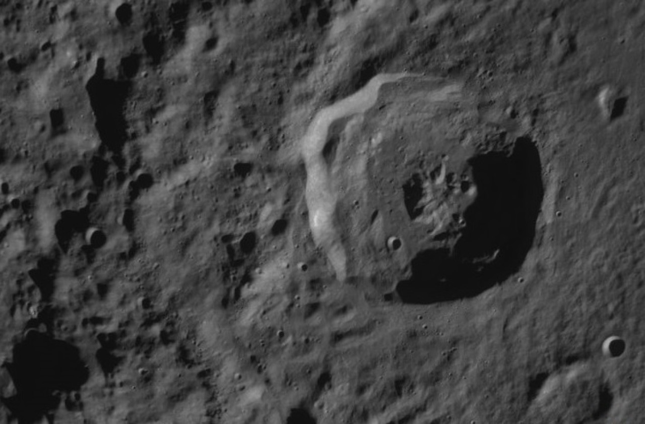 Photograph of Odysseus before landing.  Photo Intuitive Machines.