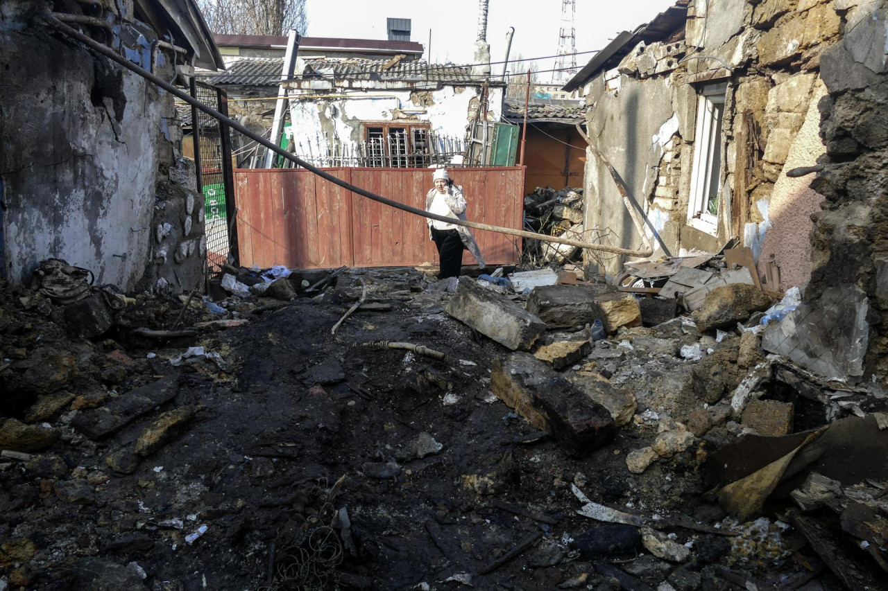 Destrucciones en Odesa, Ucrania, tras impacto de dron. Foto: EFE.