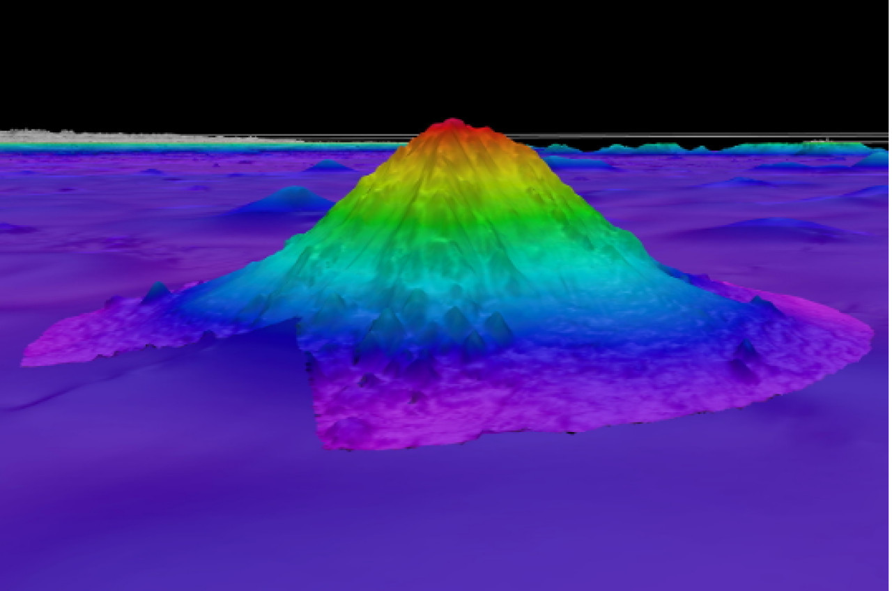 Montaña subacuática descubierta en la investigación. Foto: Instituto Oceánico Schmidt.